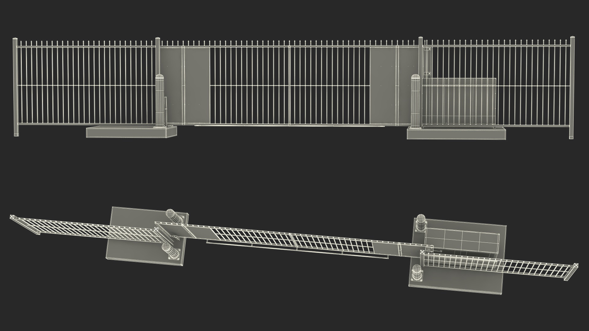 Vertical Lift Gates White Rigged 3D