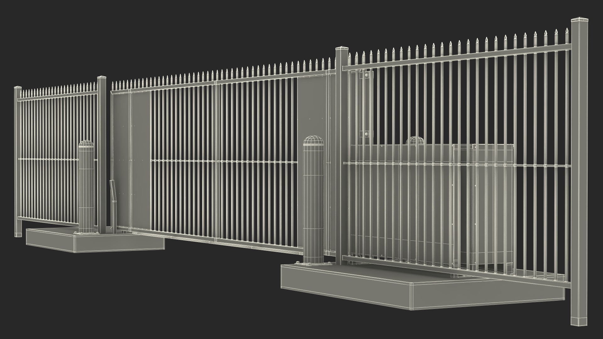 Vertical Lift Gates White Rigged 3D
