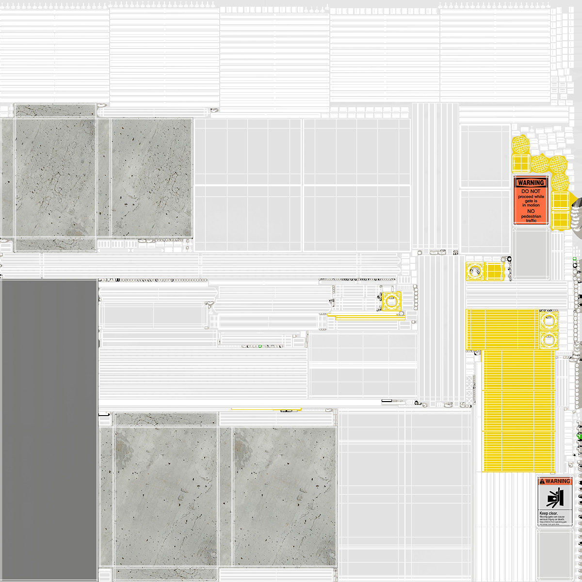 Vertical Lift Gates White Rigged 3D