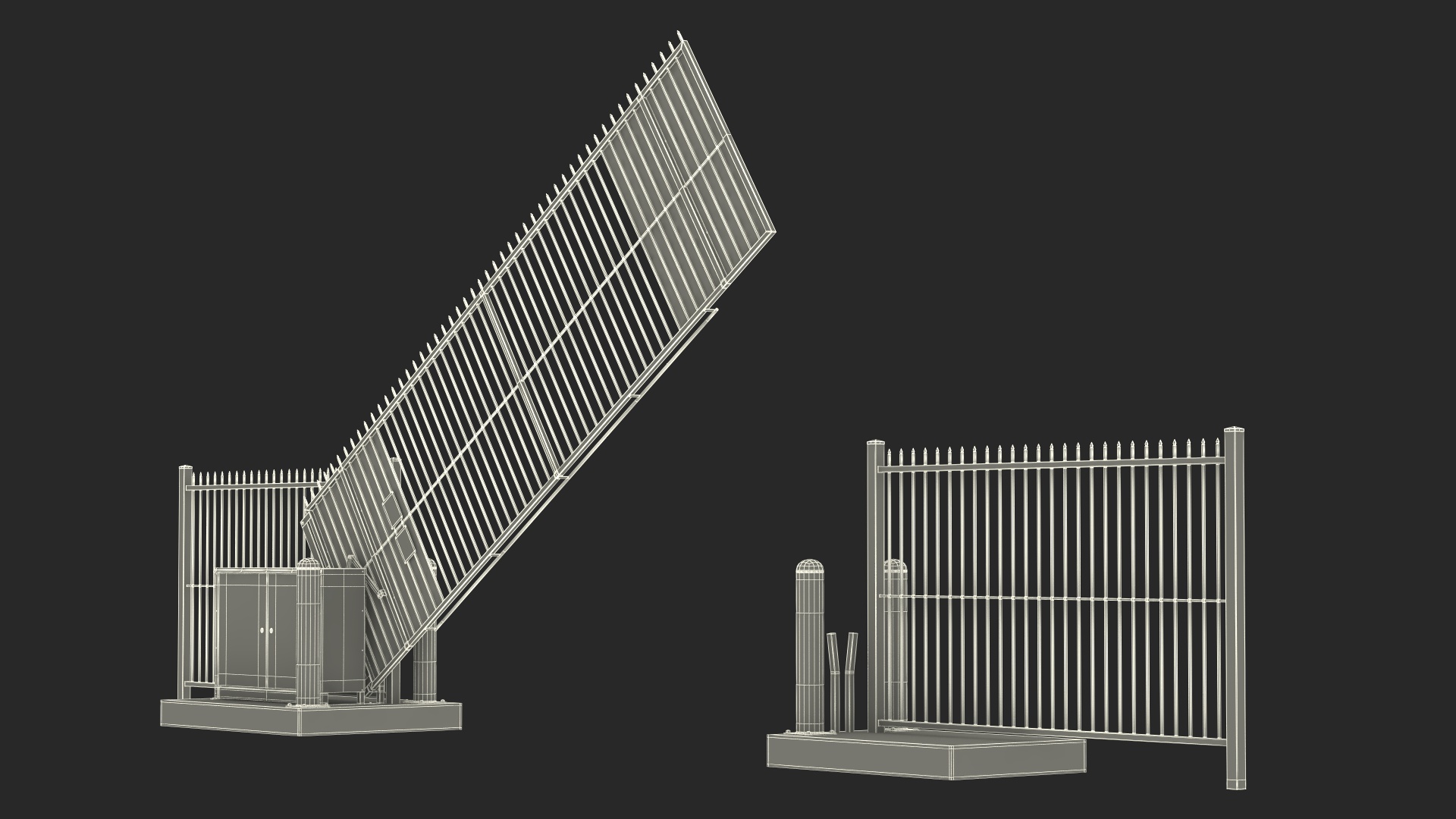 Vertical Lift Gates White Rigged 3D