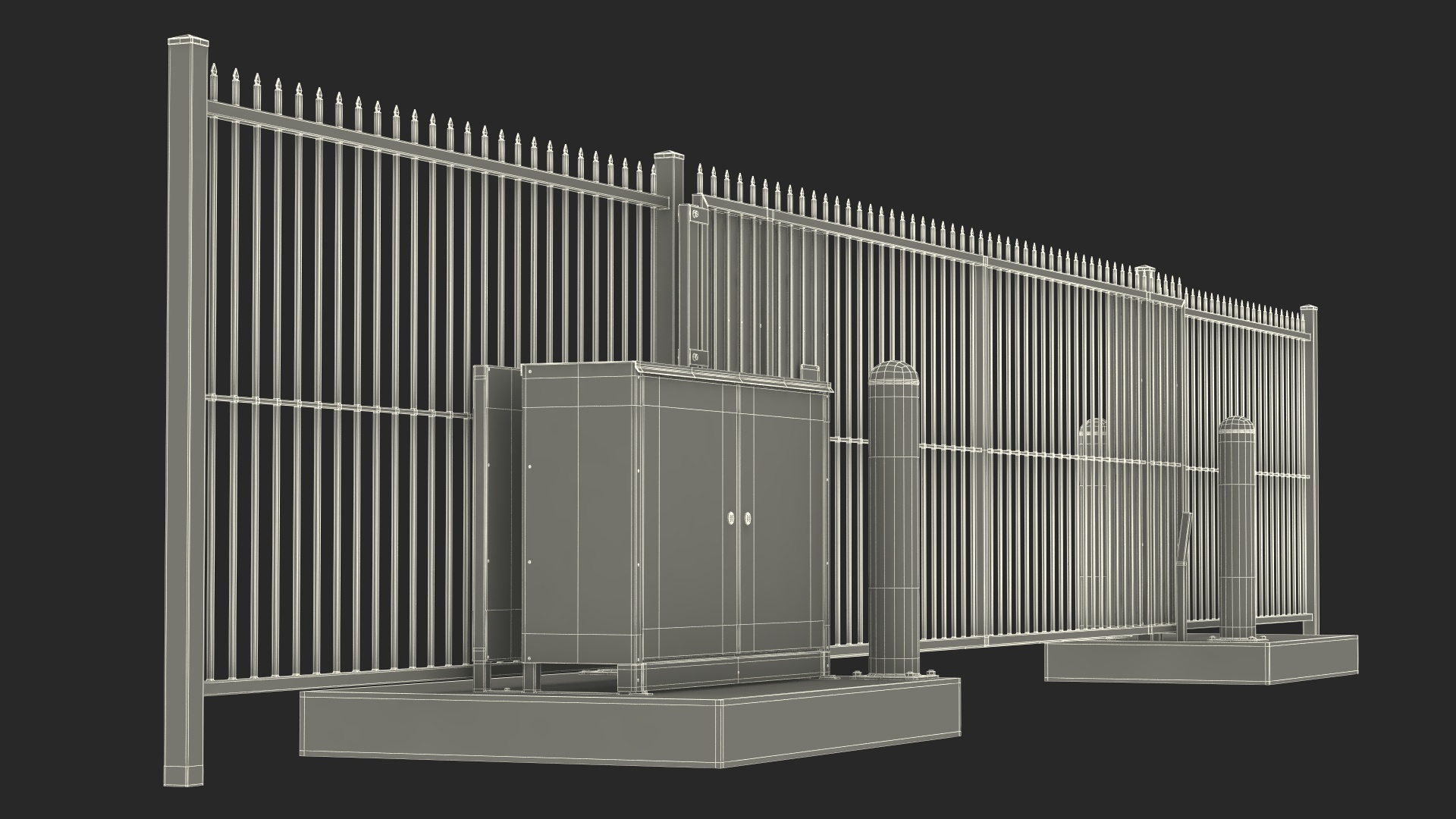 Vertical Lift Gates White Rigged 3D