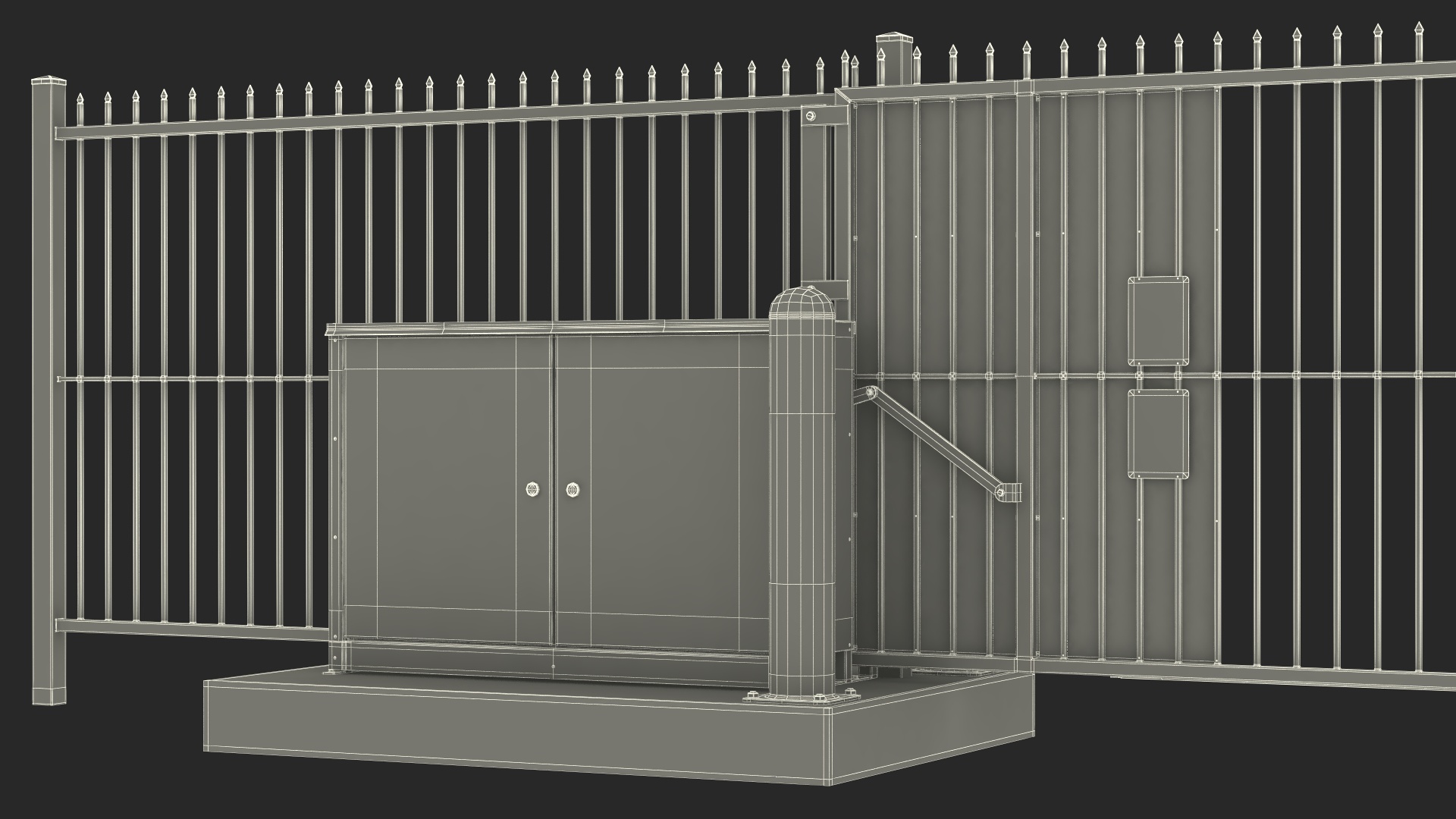 Vertical Lift Gates White Rigged 3D