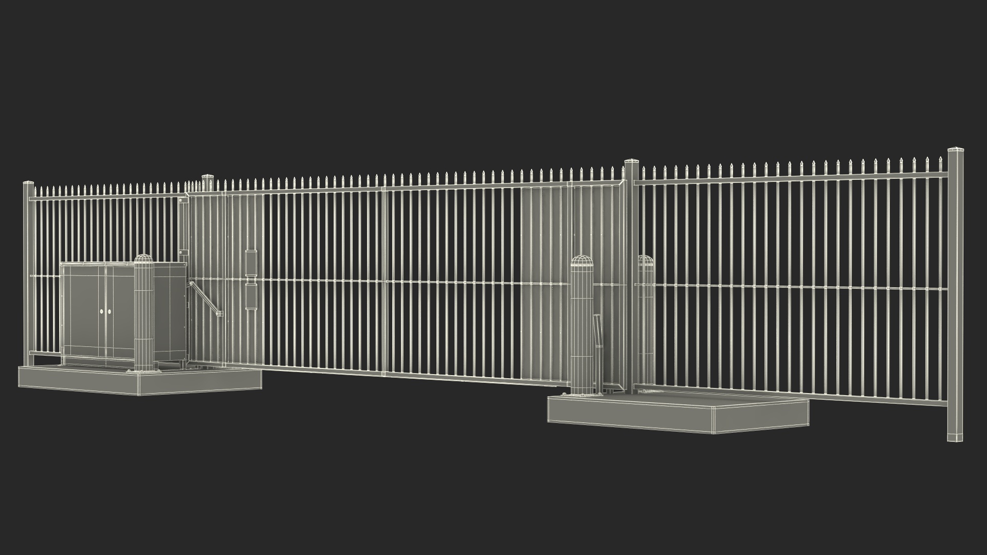 Vertical Lift Gates White Rigged 3D