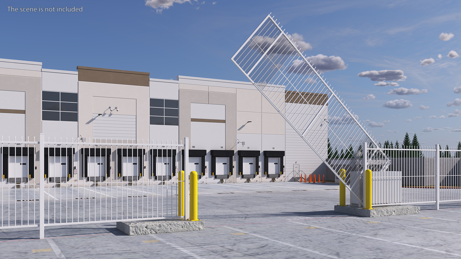 Vertical Lift Gates White Rigged 3D