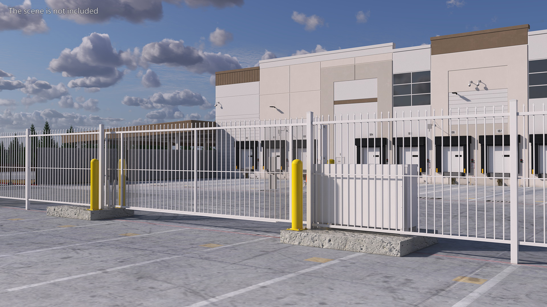 Vertical Lift Gates White Rigged 3D
