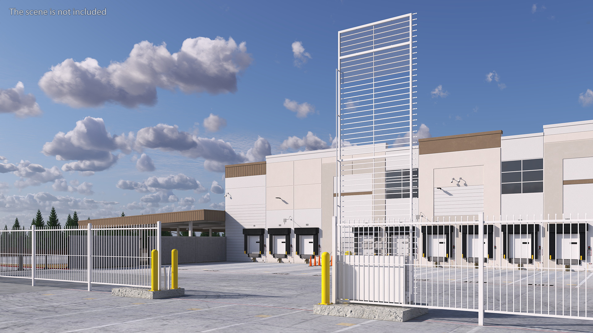 Vertical Lift Gates White Rigged 3D