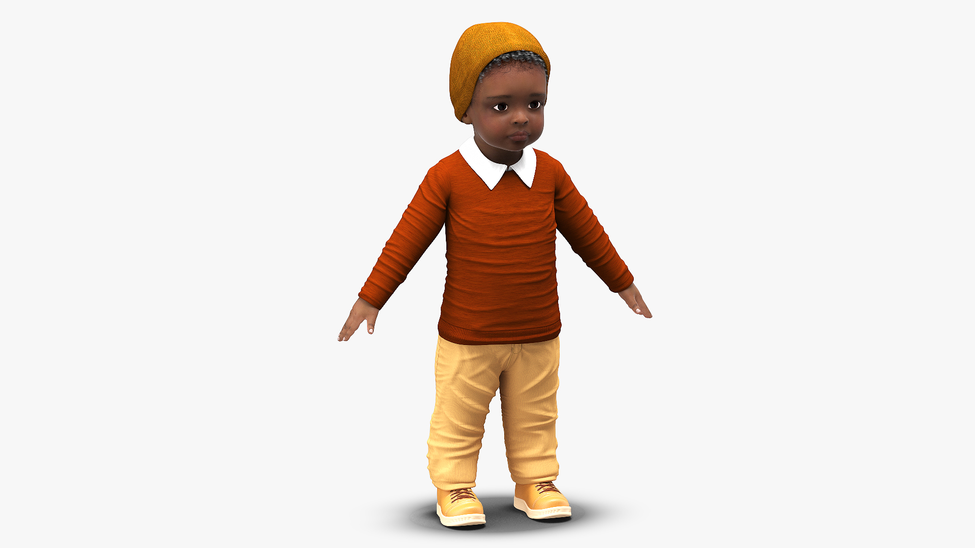 Baby Boy Dark Skinned Outdoor Autumn Style A-Pose 3D model