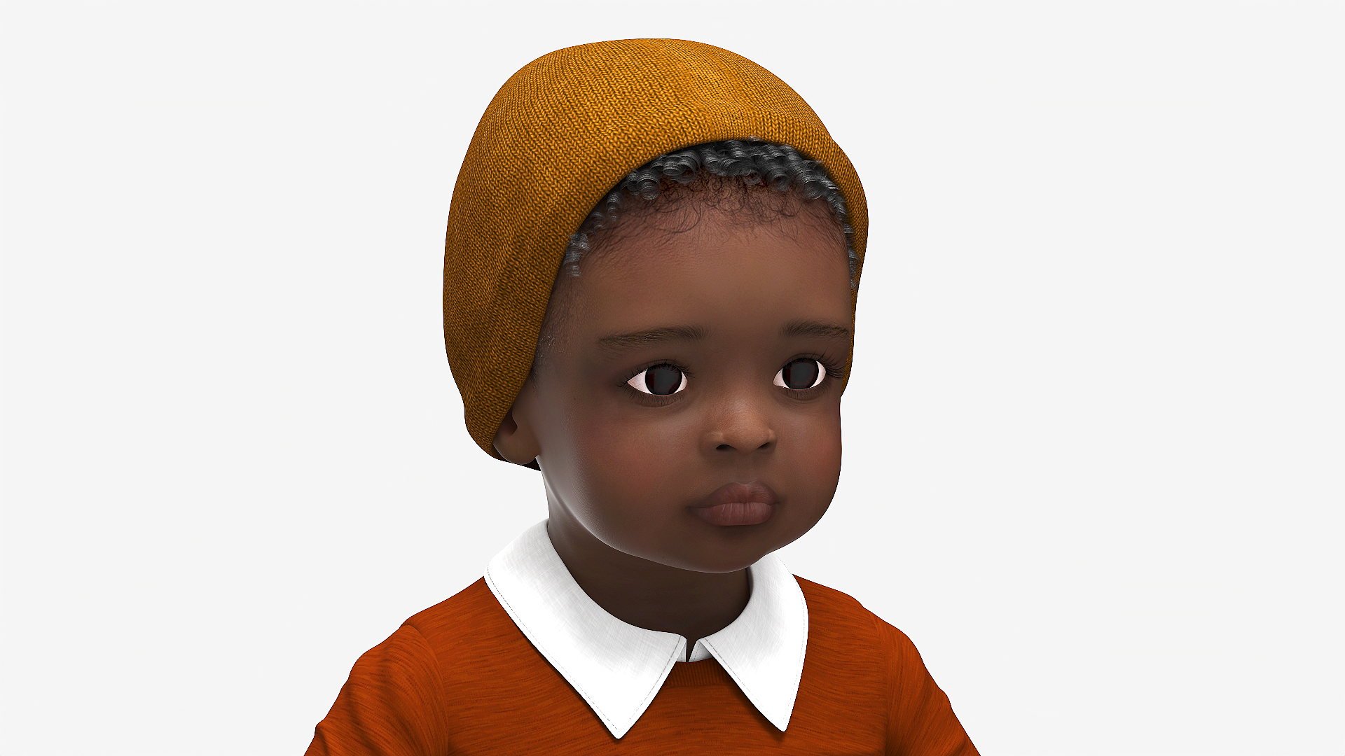 Baby Boy Dark Skinned Outdoor Autumn Style A-Pose 3D model