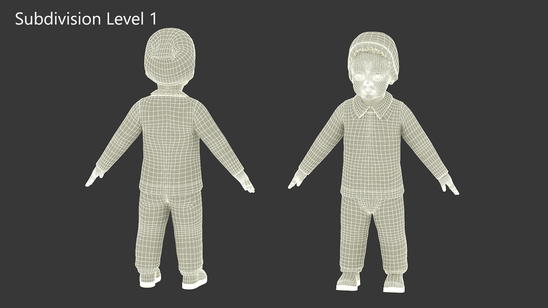 Baby Boy Dark Skinned Outdoor Autumn Style A-Pose 3D model