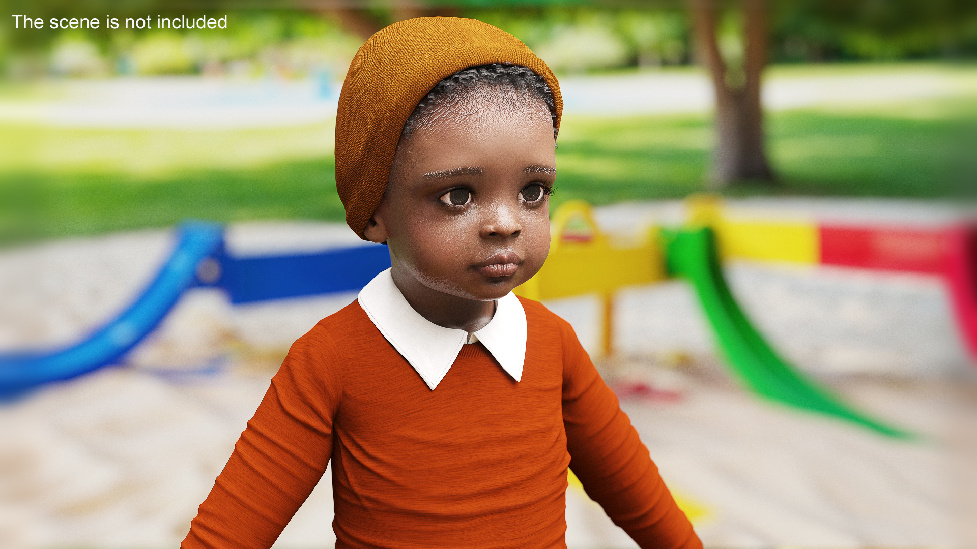 Baby Boy Dark Skinned Outdoor Autumn Style A-Pose 3D model