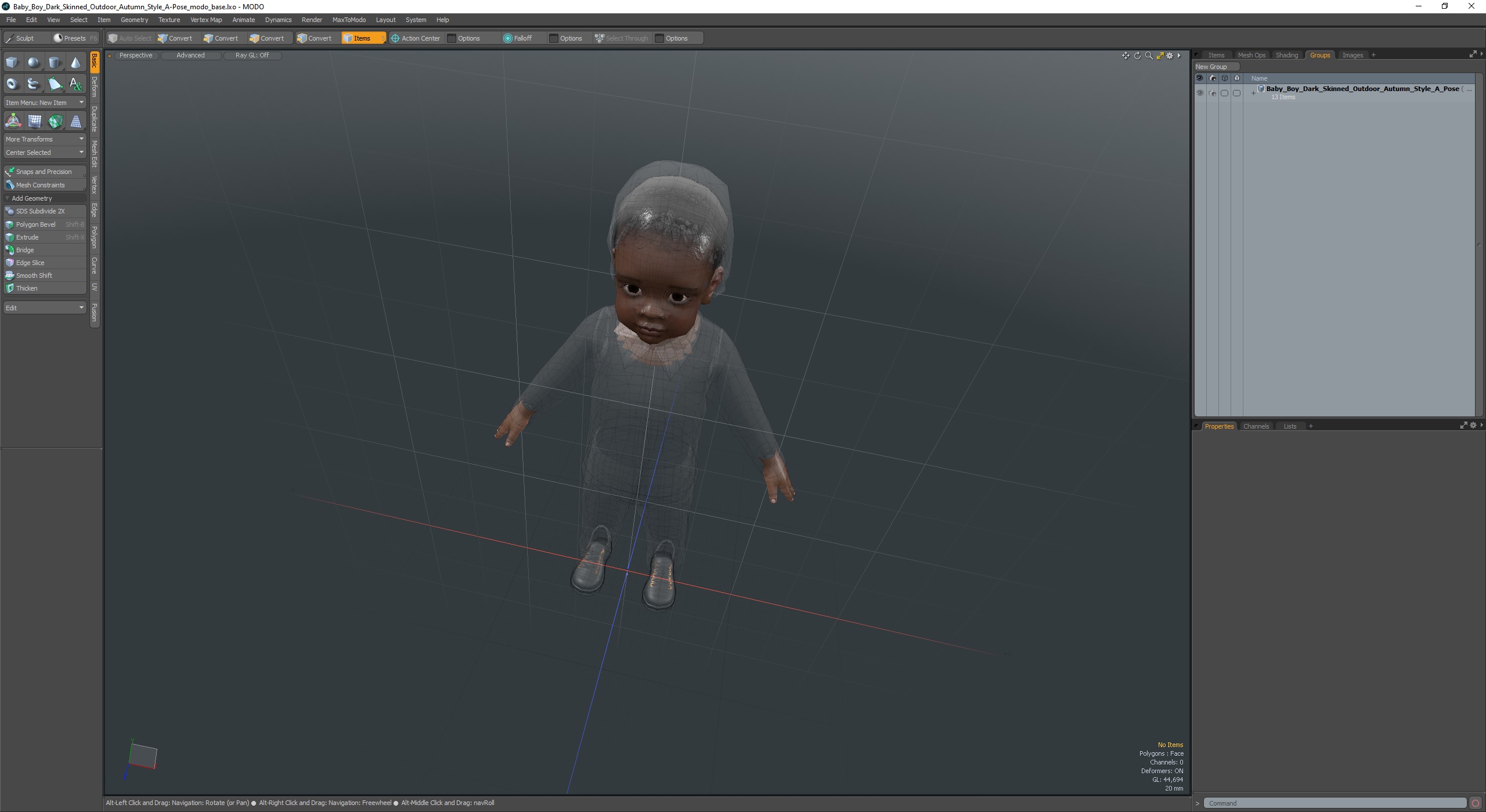 Baby Boy Dark Skinned Outdoor Autumn Style A-Pose 3D model