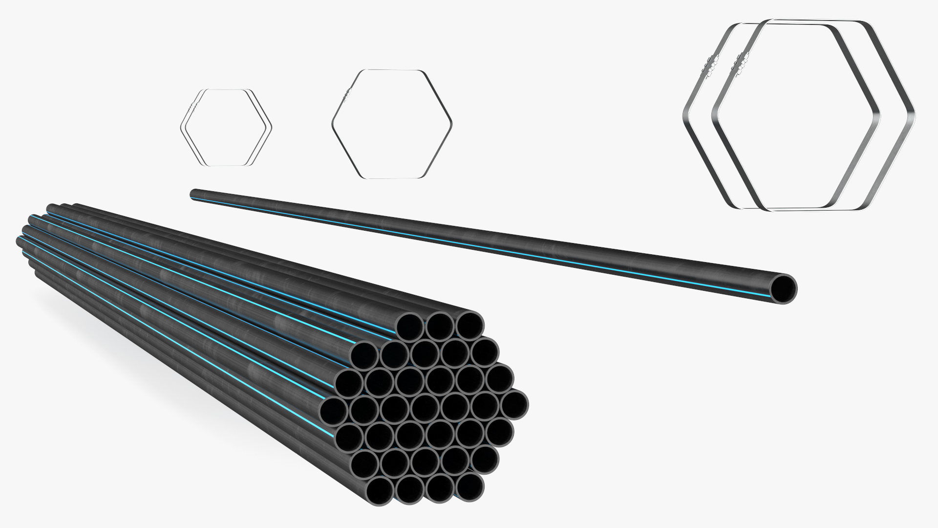 Plastic Pipes Bundle 6 Meters 3D model