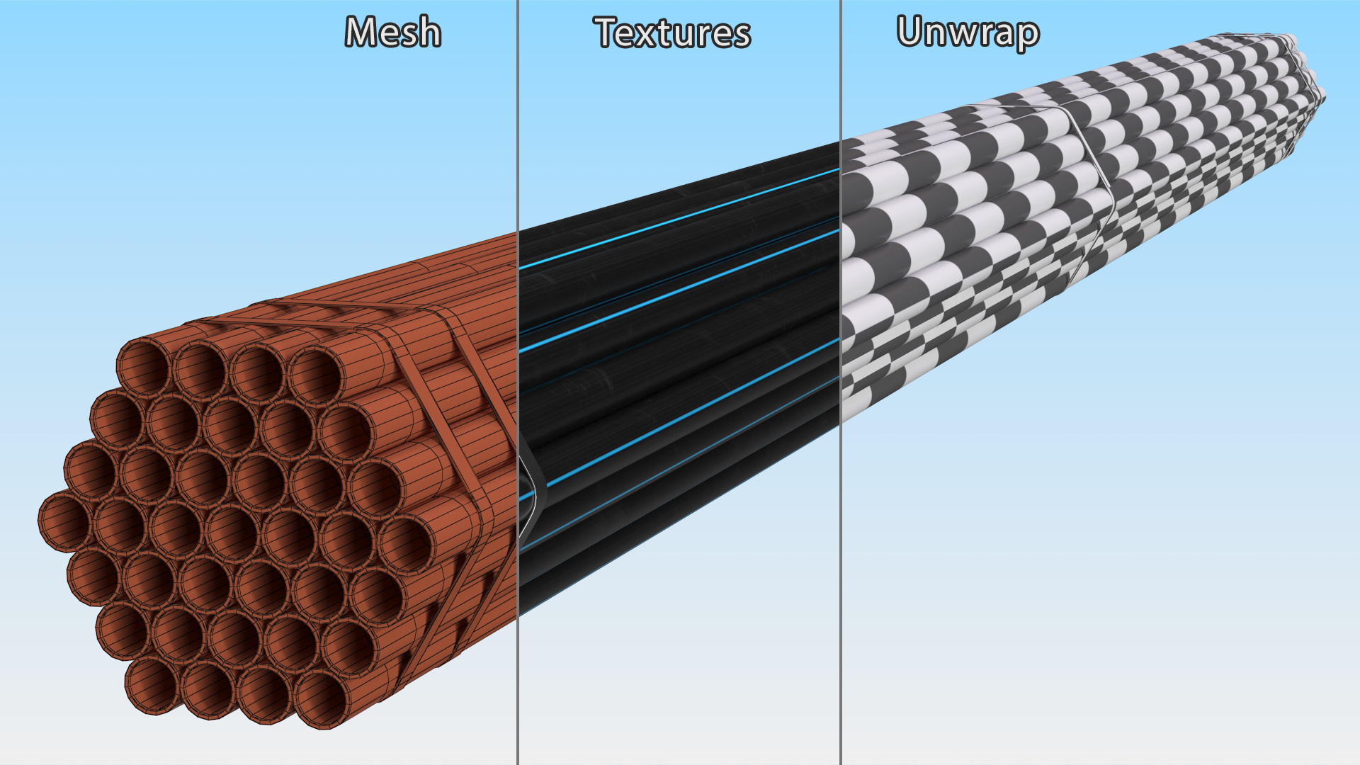 Plastic Pipes Bundle 6 Meters 3D model