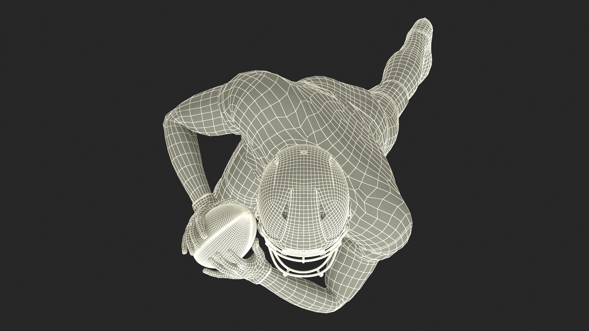 Black Man American Football Player Blue Uniform Running The Ball 3D model