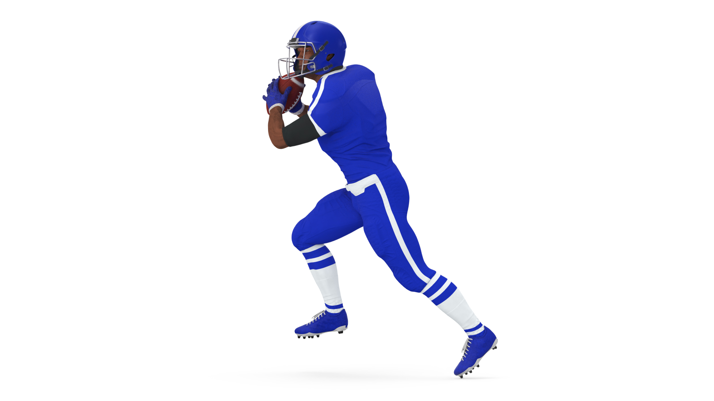 Black Man American Football Player Blue Uniform Running The Ball 3D model