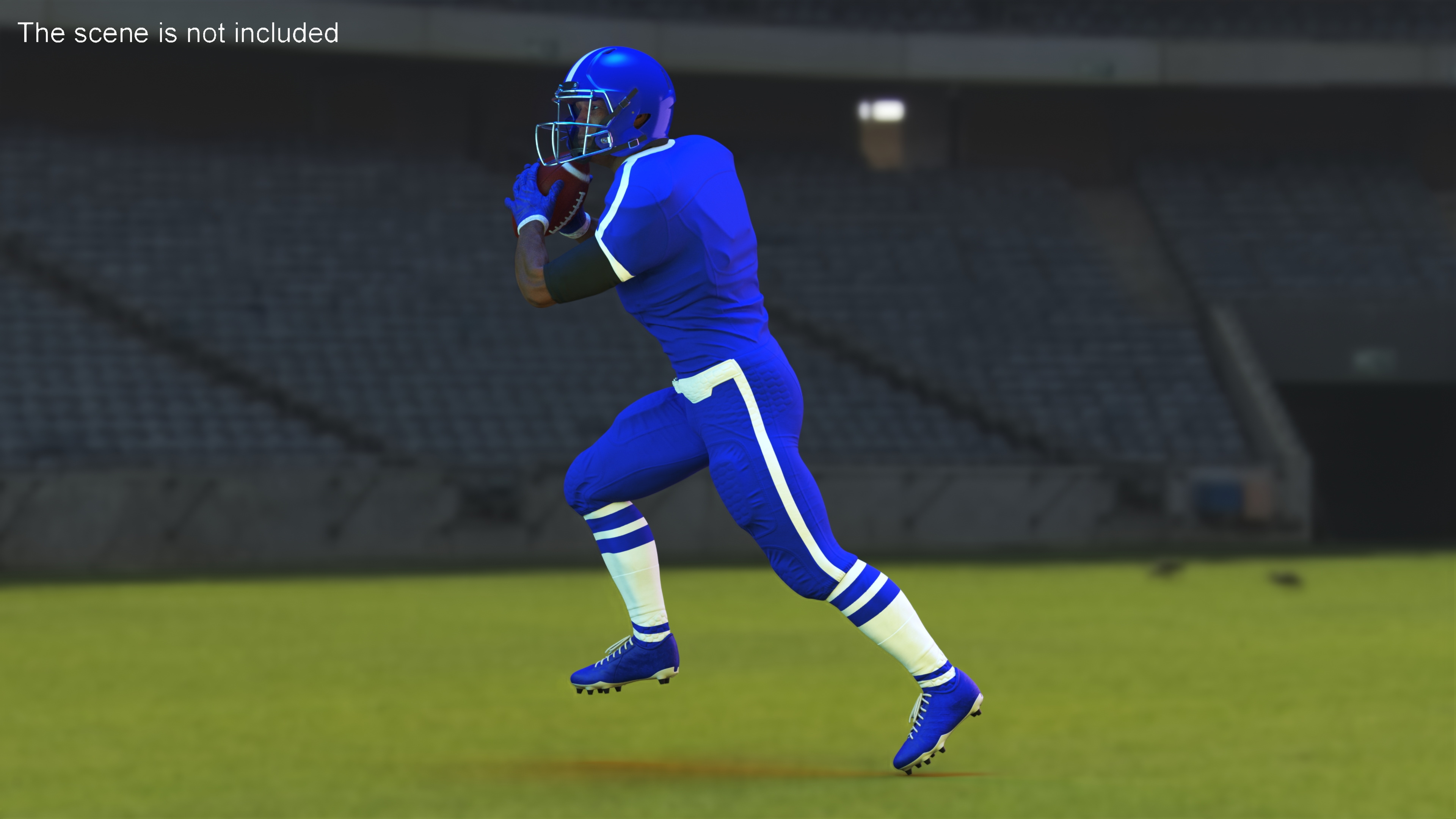 Black Man American Football Player Blue Uniform Running The Ball 3D model