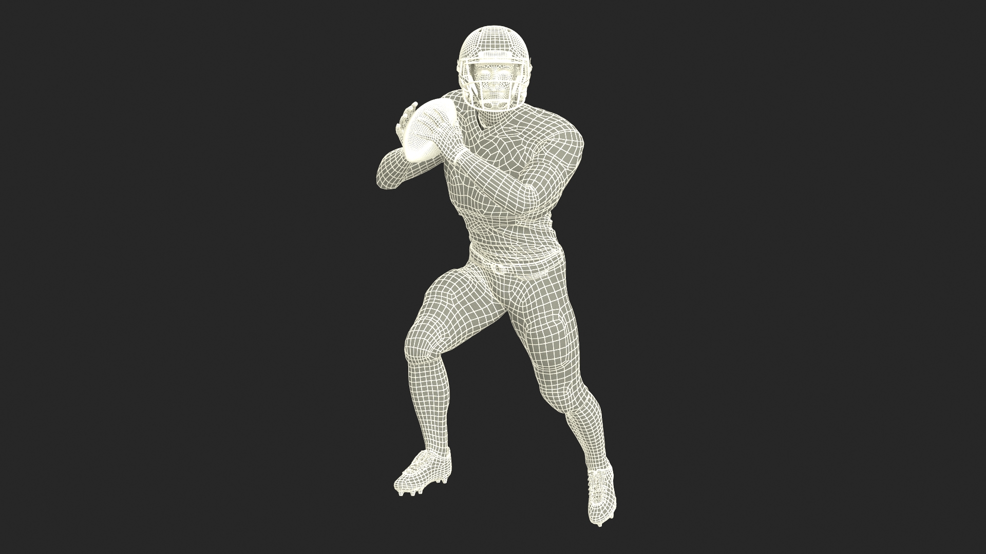 Black Man American Football Player Blue Uniform Running The Ball 3D model