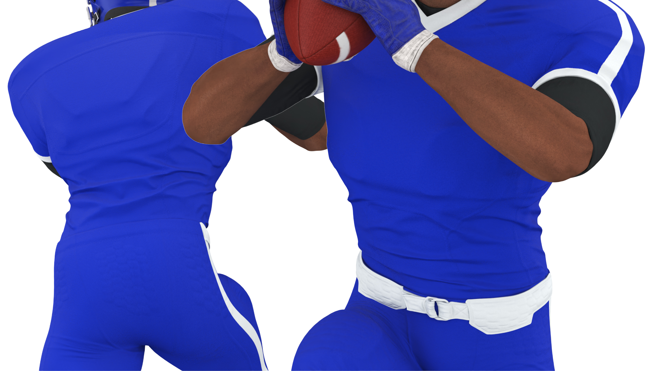 Black Man American Football Player Blue Uniform Running The Ball 3D model