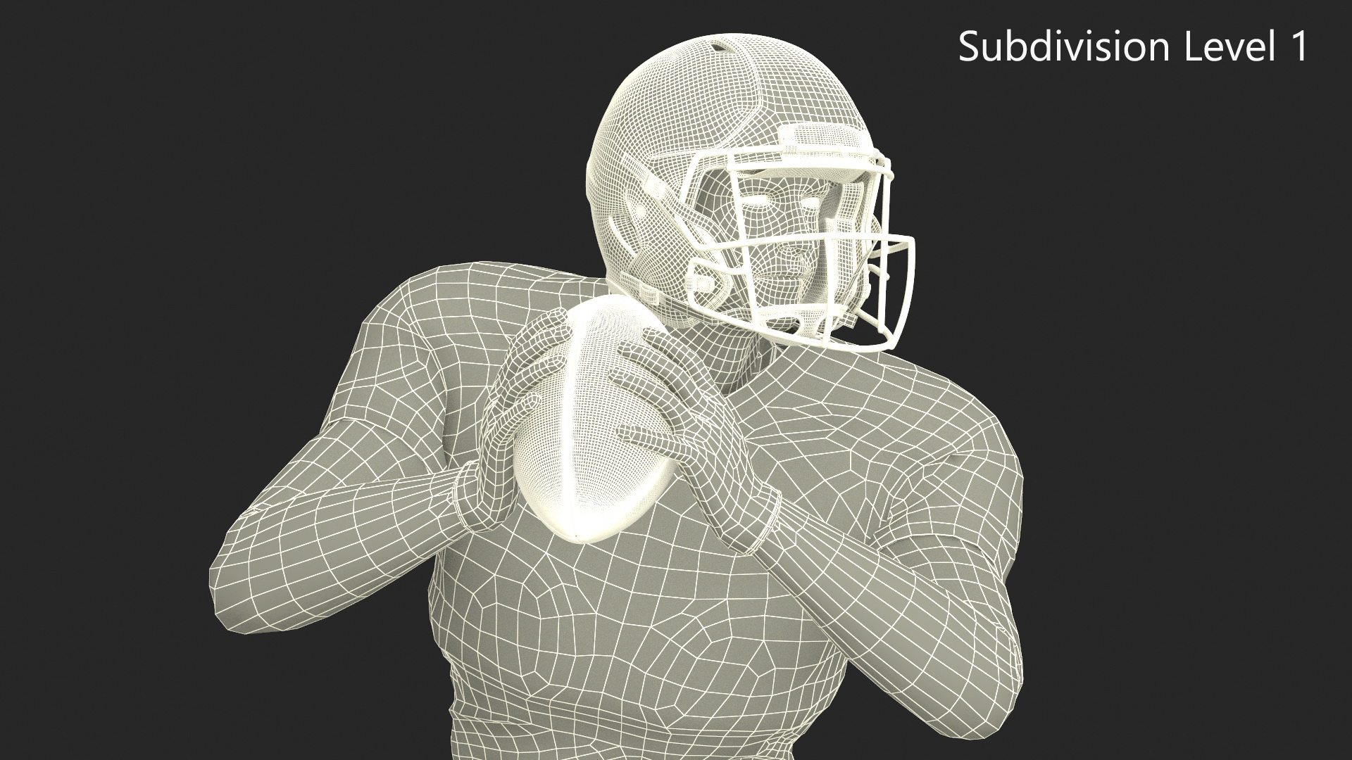 Black Man American Football Player Blue Uniform Running The Ball 3D model