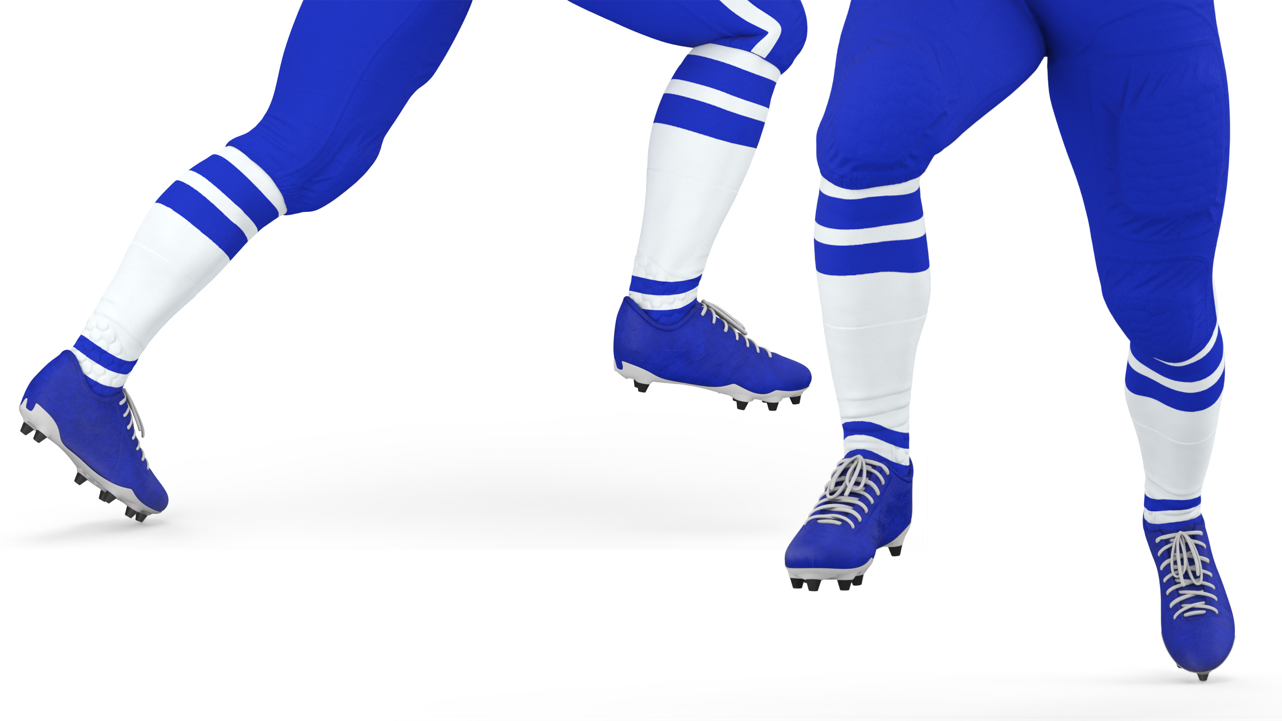 Black Man American Football Player Blue Uniform Running The Ball 3D model