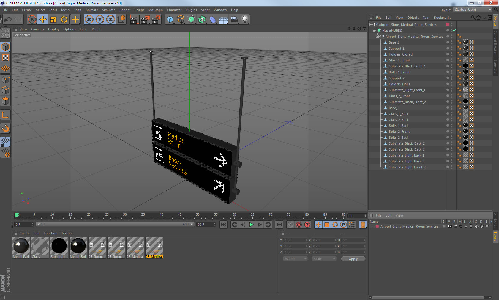 3D model Airport Signs Medical Room Services