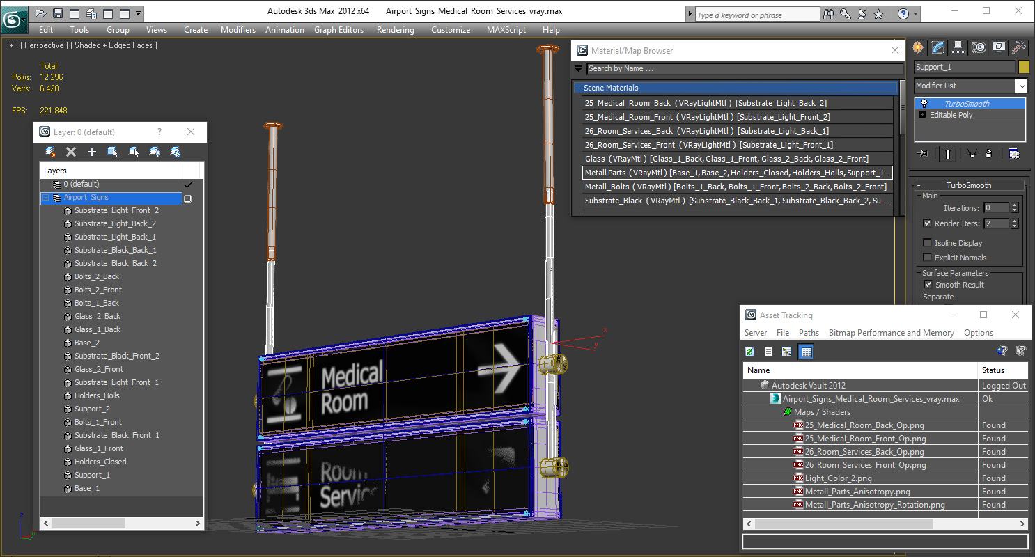 3D model Airport Signs Medical Room Services