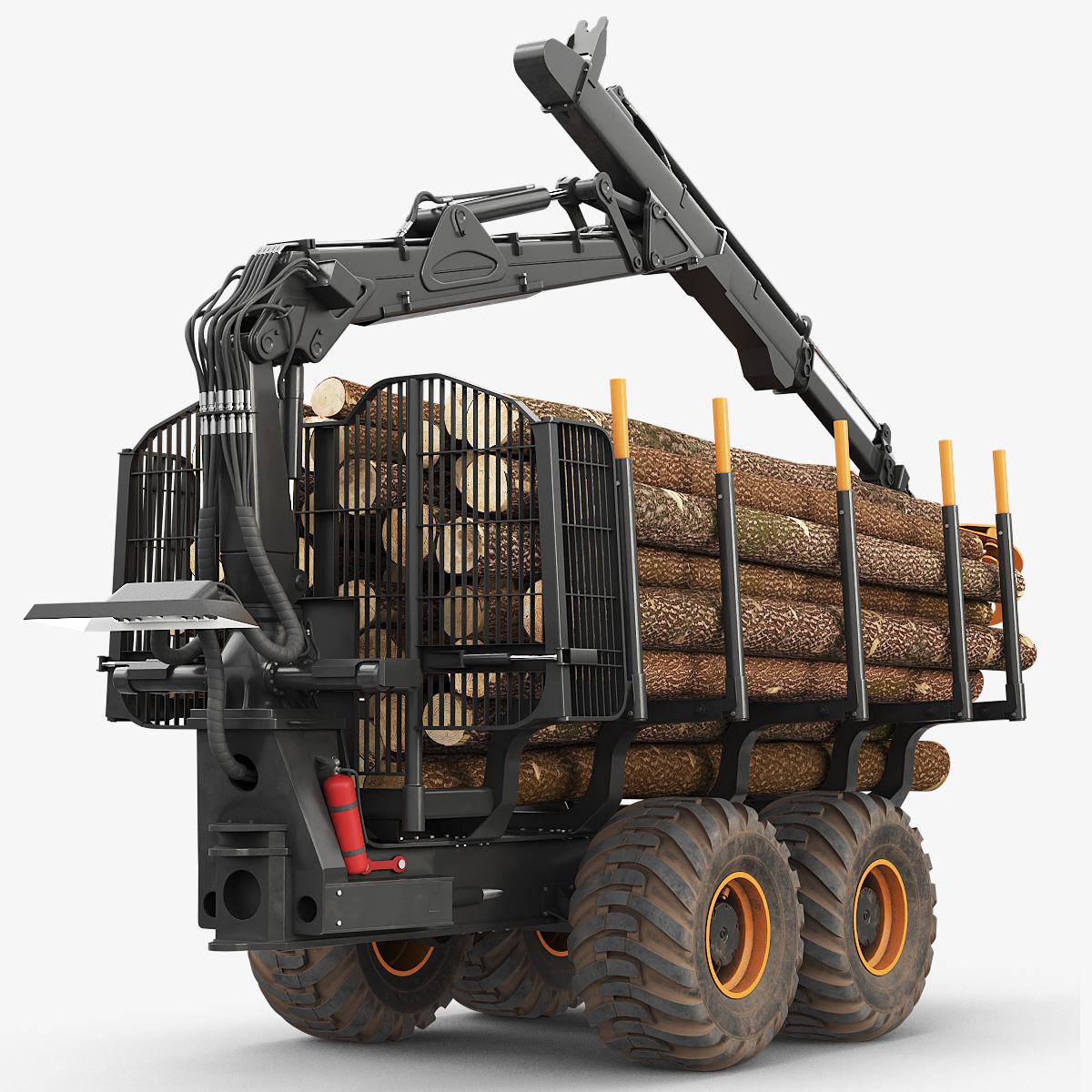 Timber Trailer with Loader 3D model preview