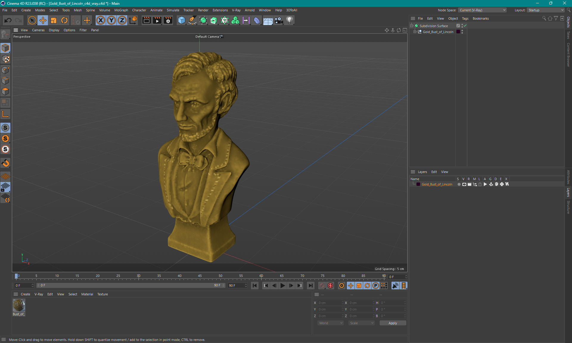3D model Gold Bust of Lincoln