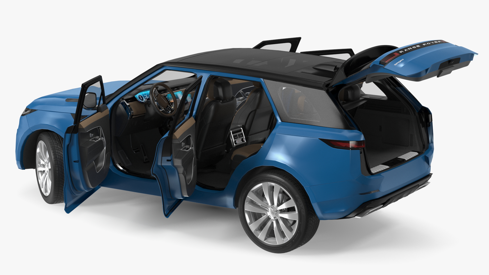 Land Rover Range Rover Sport 2023 Blue Rigged for Cinema 4D 3D model