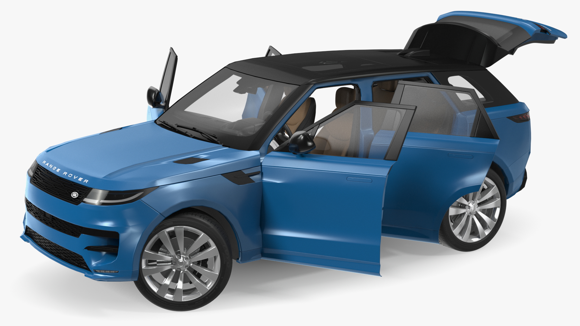 Land Rover Range Rover Sport 2023 Blue Rigged for Cinema 4D 3D model