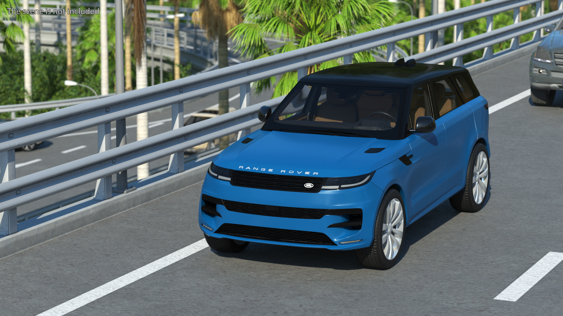 Land Rover Range Rover Sport 2023 Blue Rigged for Cinema 4D 3D model