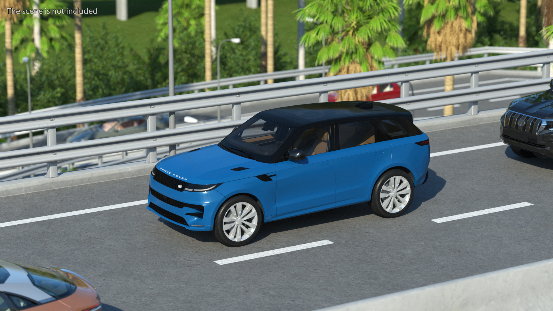 Land Rover Range Rover Sport 2023 Blue Rigged for Cinema 4D 3D model