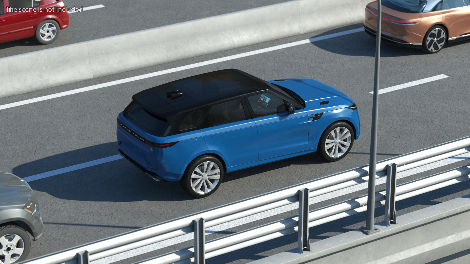 Land Rover Range Rover Sport 2023 Blue Rigged for Cinema 4D 3D model