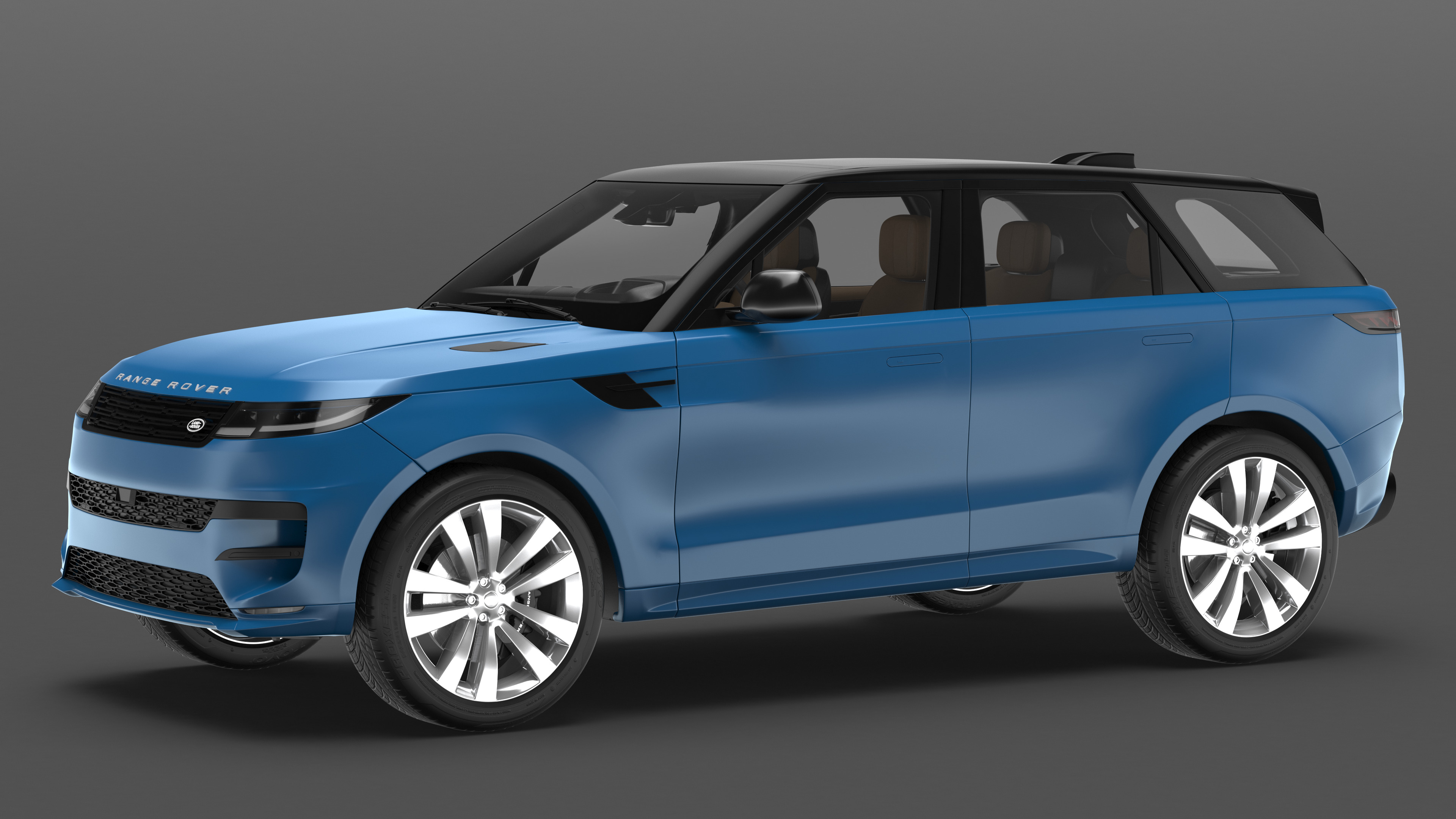 Land Rover Range Rover Sport 2023 Blue Rigged for Cinema 4D 3D model