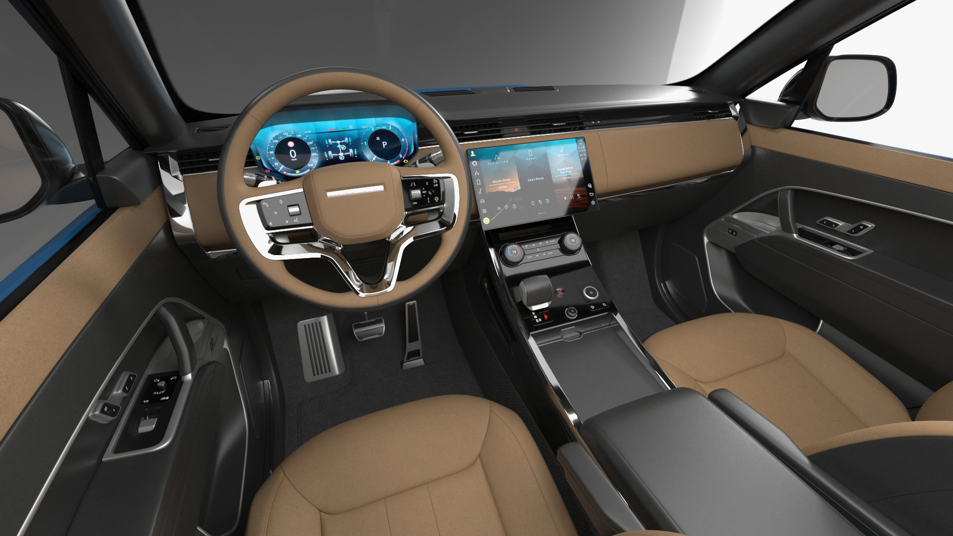 Land Rover Range Rover Sport 2023 Blue Rigged for Cinema 4D 3D model