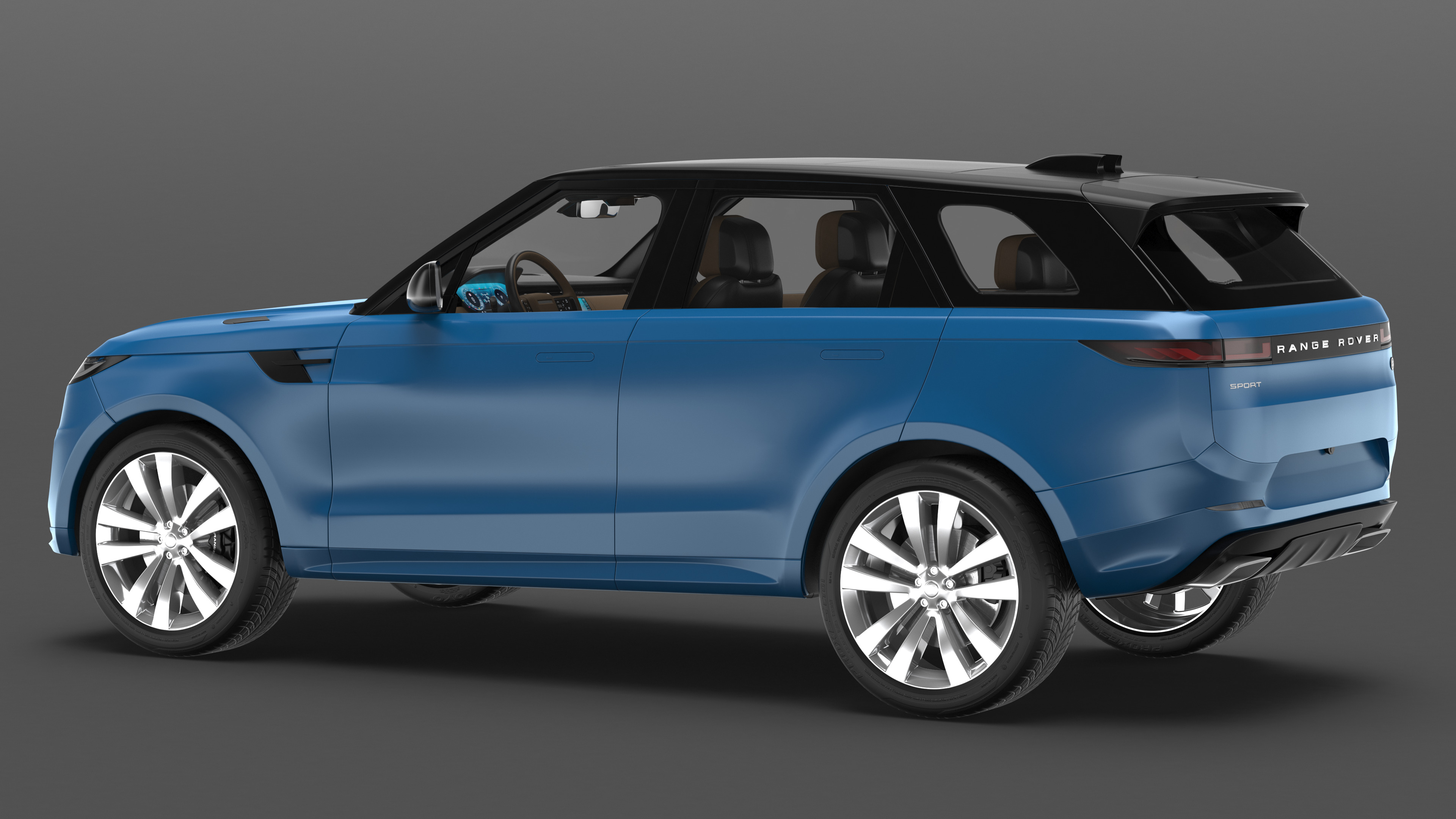 Land Rover Range Rover Sport 2023 Blue Rigged for Cinema 4D 3D model
