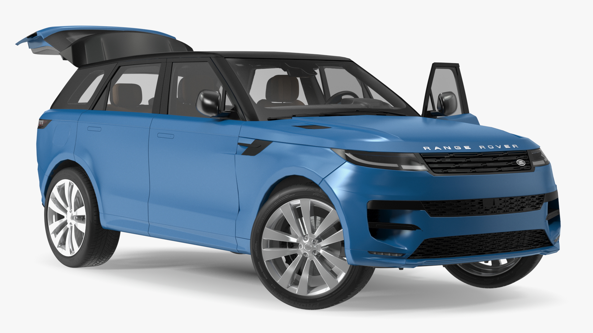 Land Rover Range Rover Sport 2023 Blue Rigged for Cinema 4D 3D model