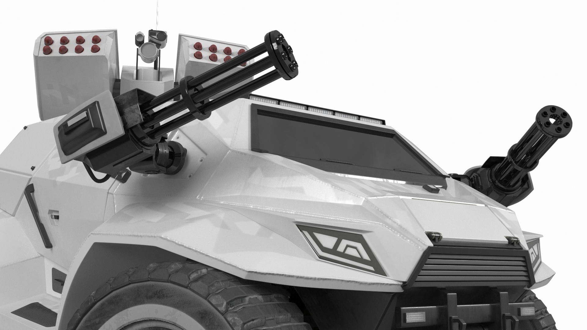 Futuristic War Vehicle Winter Color Rigged 3D