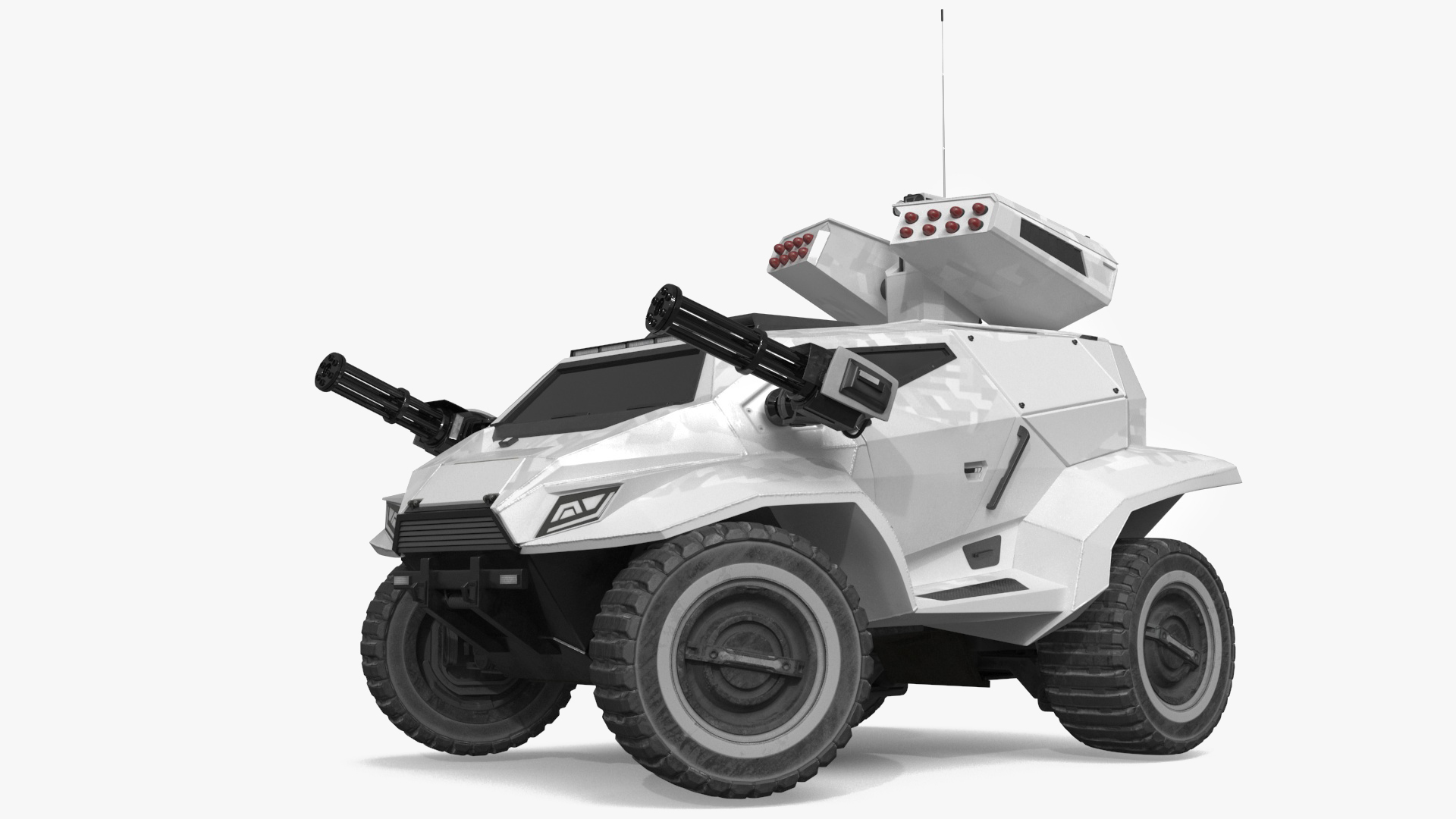 Futuristic War Vehicle Winter Color Rigged 3D