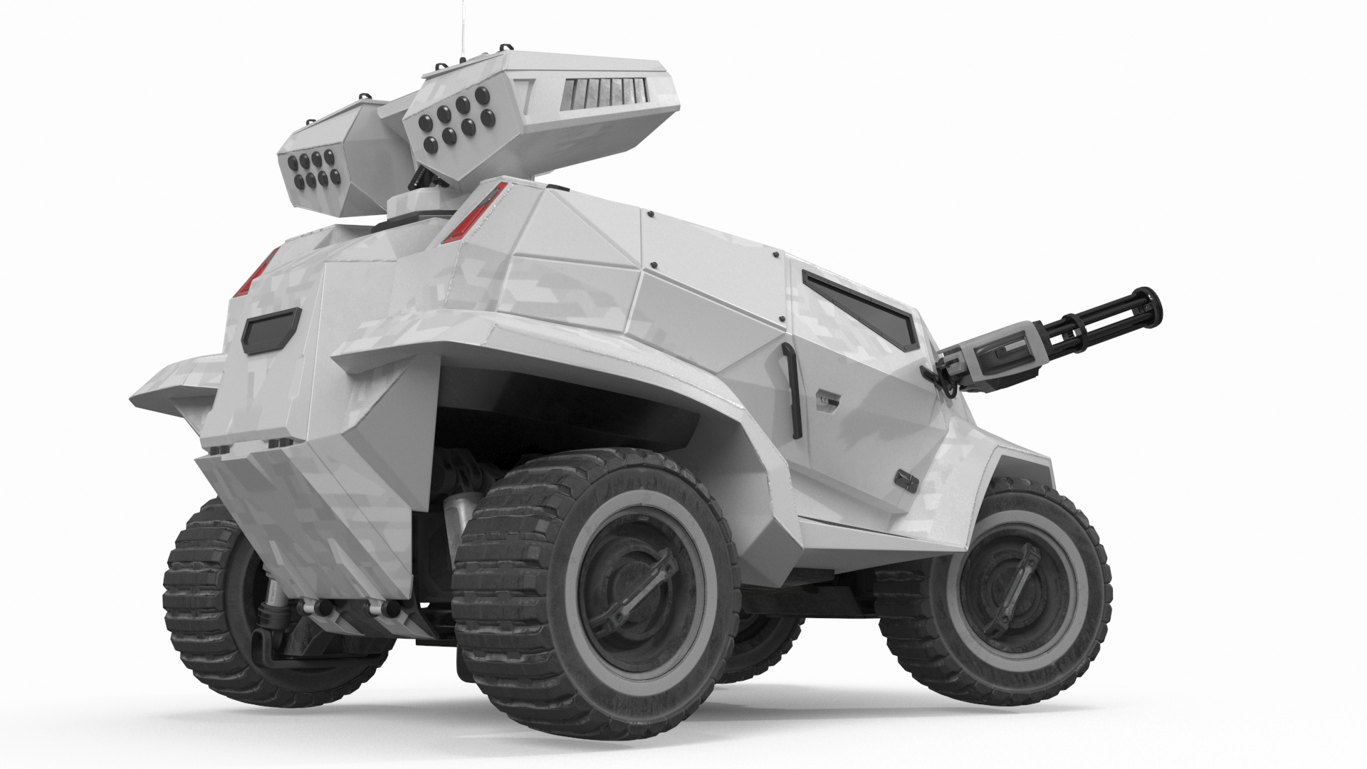 Futuristic War Vehicle Winter Color Rigged 3D
