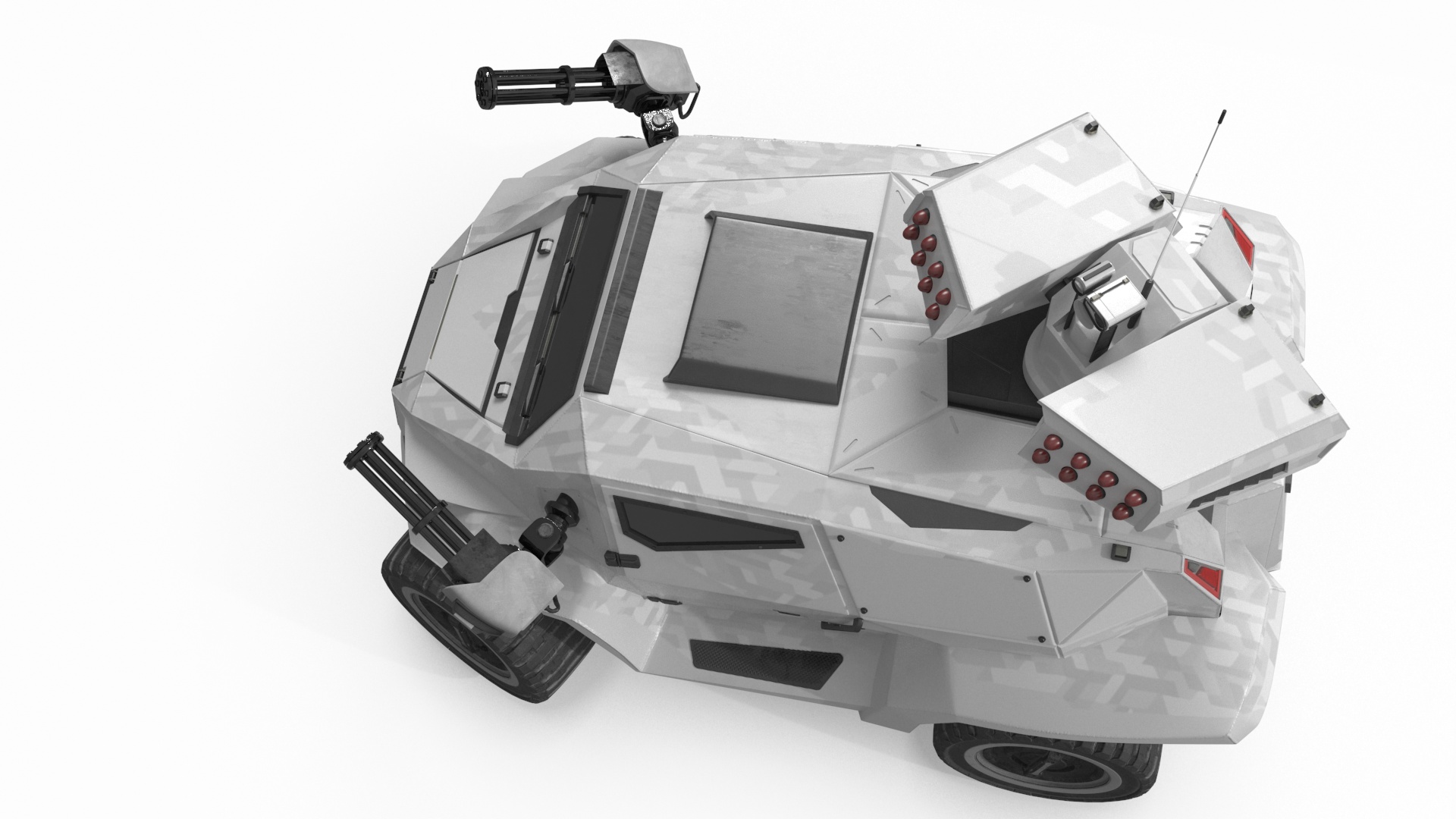 Futuristic War Vehicle Winter Color Rigged 3D