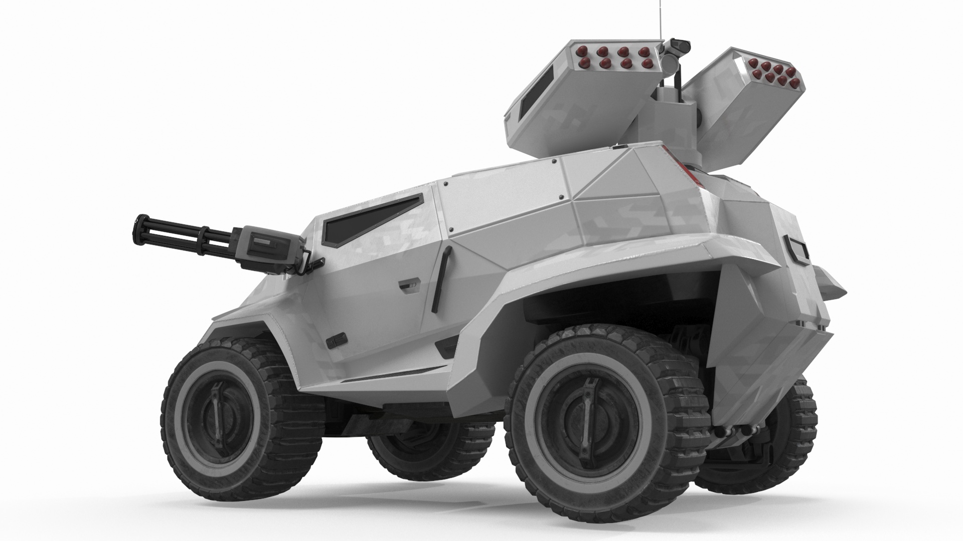 Futuristic War Vehicle Winter Color Rigged 3D