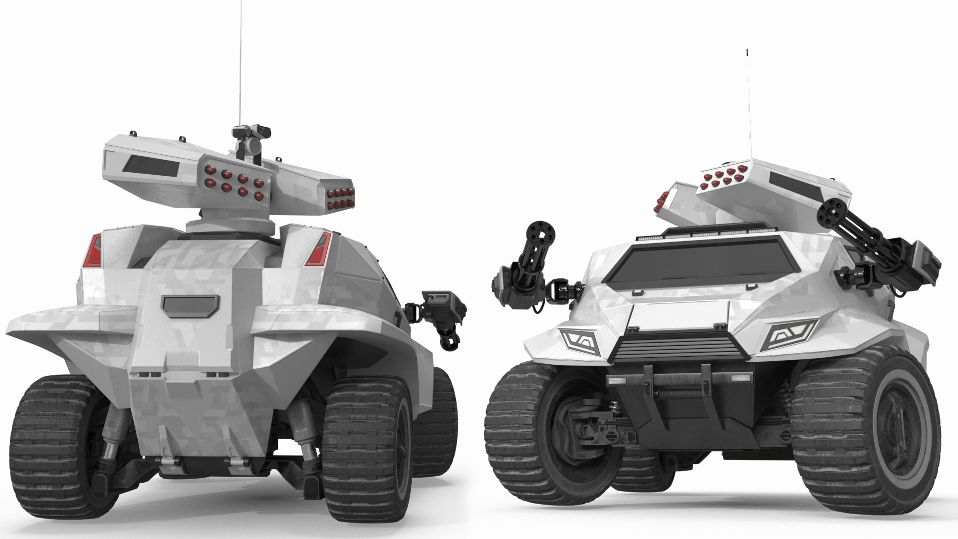 Futuristic War Vehicle Winter Color Rigged 3D