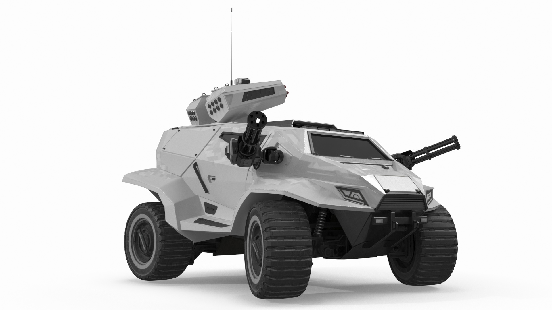 Futuristic War Vehicle Winter Color Rigged 3D