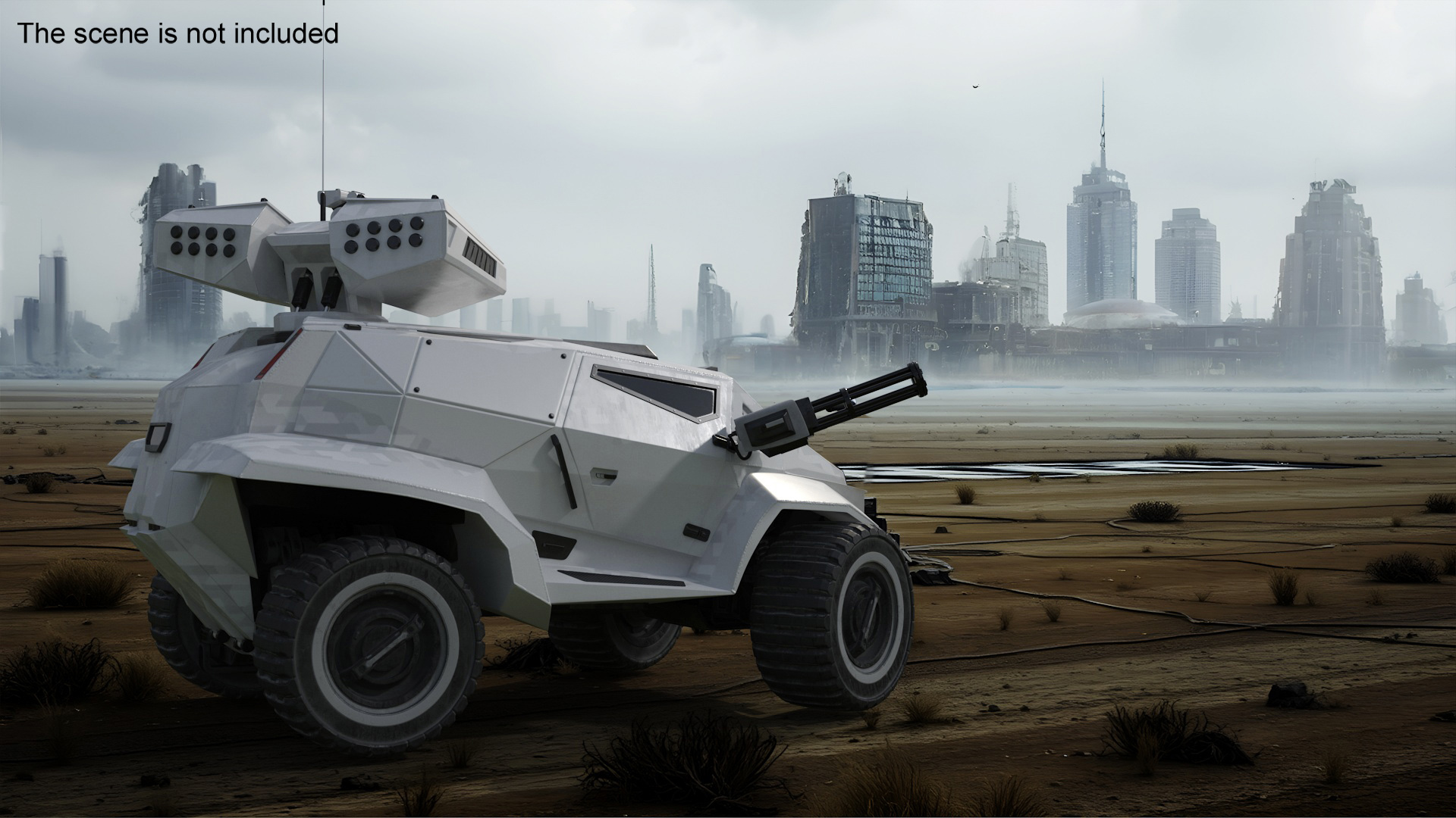 Futuristic War Vehicle Winter Color Rigged 3D