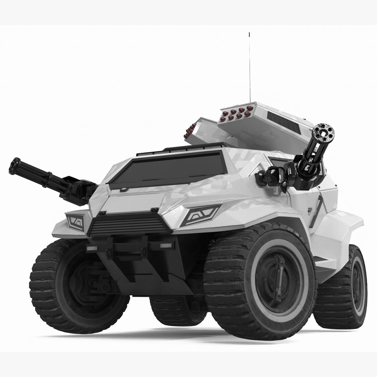 Futuristic War Vehicle Winter Color Rigged 3D