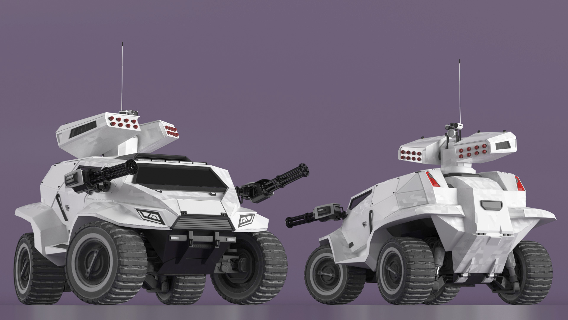 Futuristic War Vehicle Winter Color Rigged 3D