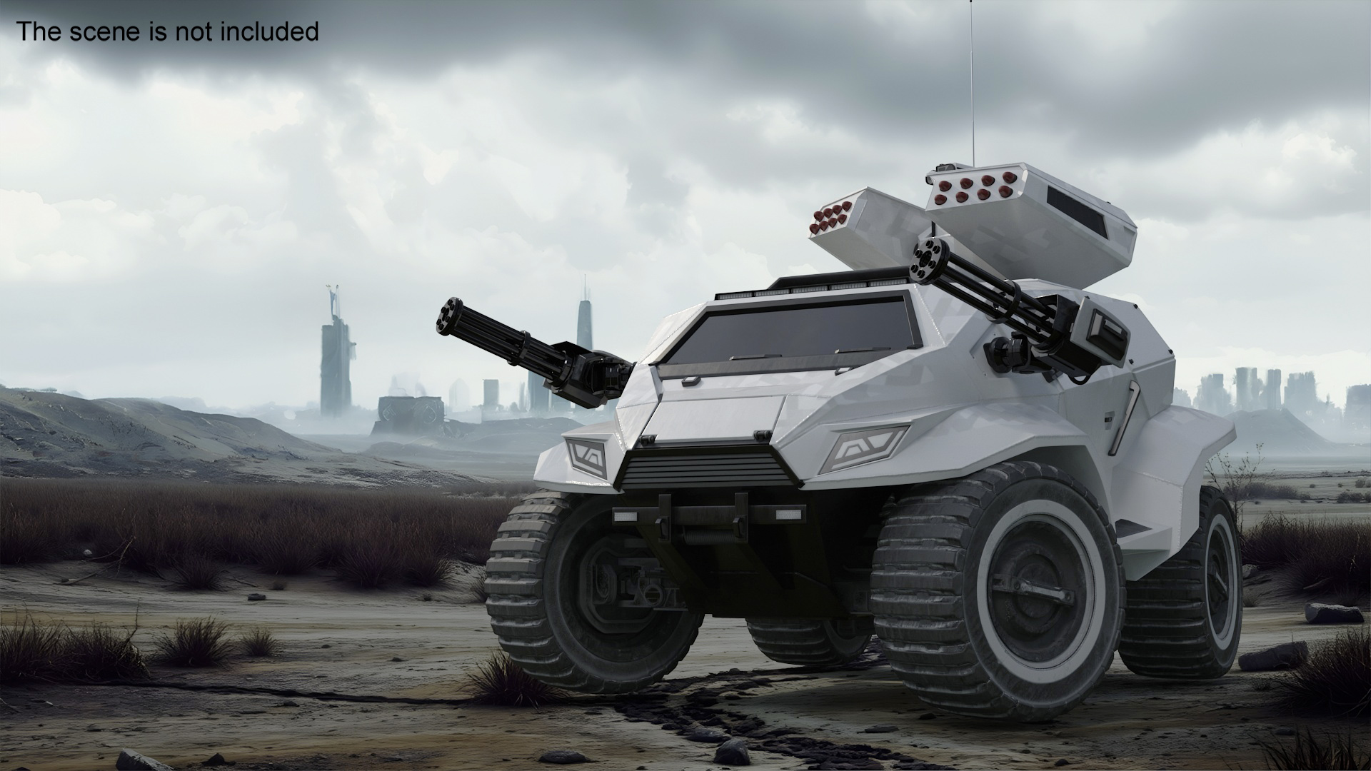 Futuristic War Vehicle Winter Color Rigged 3D