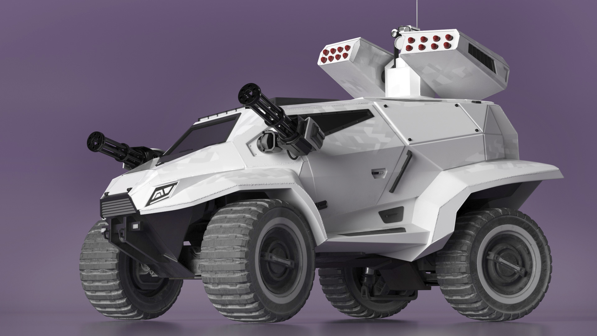 Futuristic War Vehicle Winter Color Rigged 3D