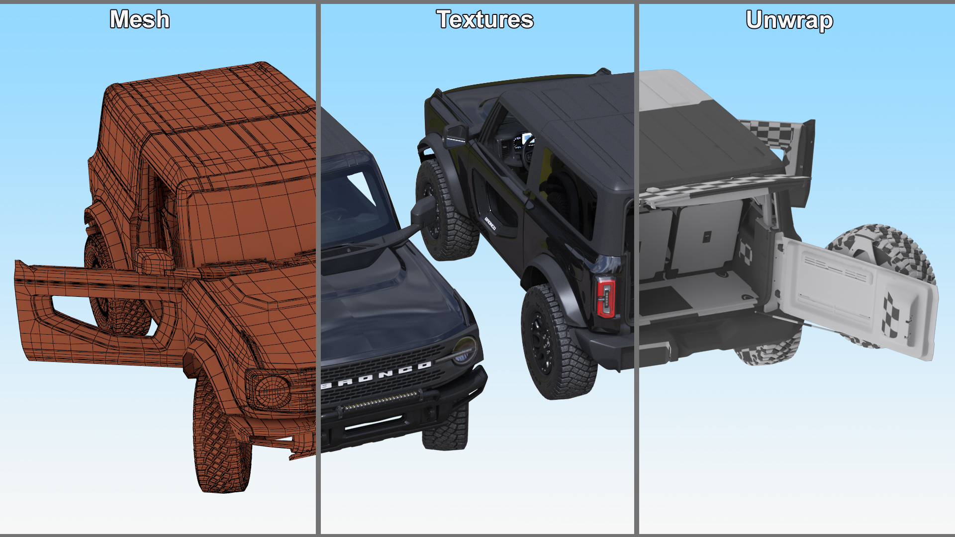 Ford Bronco Two Door 4X4 Shadow Black Rigged 3D model